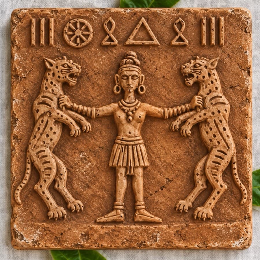 Horisha Deu (Dev), Ganak 1, terracotta Ganak (seal) in raised relief